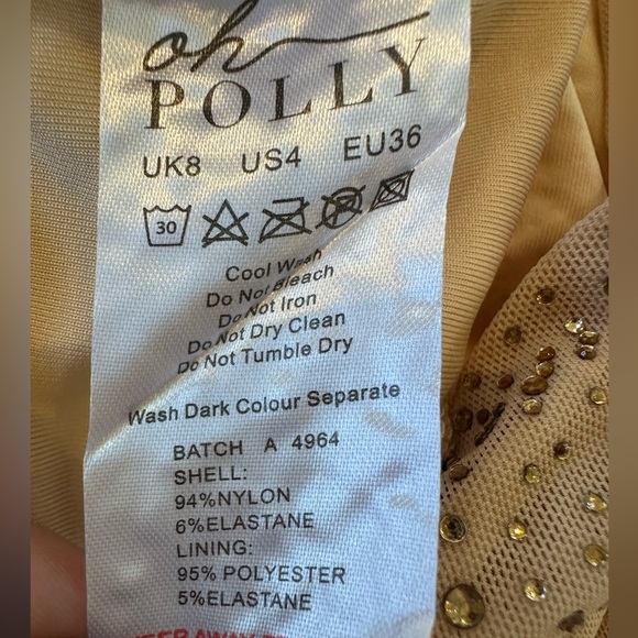 Oh Polly Plunge Mini Dress in Gold - Picture 12 of 13